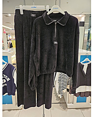 [에꼴리에]23D0786 0787 BK골지 벨로아 반집업티세트