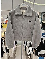 [에꼴리에]23RT181 GY하이넥 기모 크롭 집압점퍼