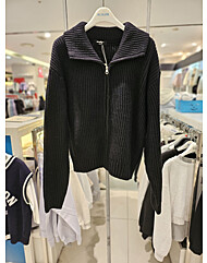 [에꼴리에]23D5085 BK블랙 하찌 니트 집업 점퍼 