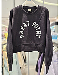 [에꼴리에]24OT455 BK서클 레터링 언발 크롭티