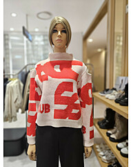 슬릿 레터링 포인트 자카드 니트 EN4KL-068