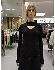 넥 트임 포인트 슬림 티셔츠 EQ1CL-161