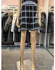 체크 자카드 플레어 미니 스커트  EQ4KS-260