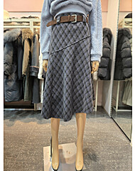 밑단 언발 벨트 체크 스커트  ER4JS-200