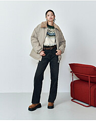 AQ4PDM80 인조퍼 카라 뽀글이 안감 누빔 패딩