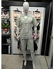 섹시쿠키 플라워나염 그린 체크  남성파자마세트SCMNY301