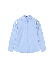 [버커루] 여성) 코튼 어깨트임 스트라이프 셔츠 (B241SH520P)