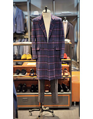 F/W 워모&바루리 블루 체크 더블  코트BROT8070