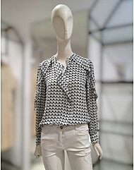 SI기하학패턴 러플 포인트 블라우스SGBAC24600
