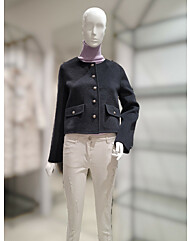 SI블랙 포켓 단추 포인트 울자켓SJJRX9115