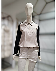 SI니트배색 레터링 포인트 블라우스SJBAI2403