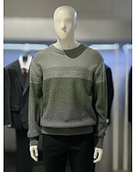 트루젠 (역시즌) 올리브컬 모헤어 컬러블록 라운드넥 남자니트스웨터 2244SP200350