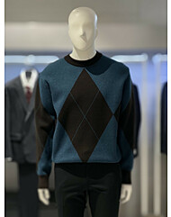 트루젠 (역시즌) 브라운컬 아가일패턴 라운드넥 니트스웨터 2244SP210310