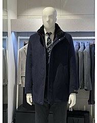 트루젠 네이비투톤 캐시미어혼방 머스크랫 하프코트 2444CL150412