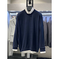 트루젠 네이비 울블랜드 라운드넥 기본핏 남자 니트티셔츠 2444SP100410