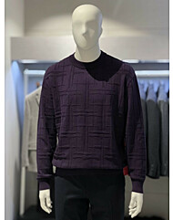 트루젠 와인 자카드패턴 모크넥 기본핏 니트티셔츠 2444SP240490