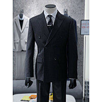 트루젠 가을겨울 브라운&그레이 더블버튼 스트라이프패턴 기본핏 정장세트 2344TJ460313