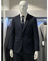 트루젠 가을겨울 네이비투톤 체크패턴 기본핏 울스판 정장세트 2344TJ440412