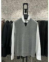 (트루젠) 그레이 울혼방 브이넥 베스트  비지니스 캐주얼 조끼 FI8818001034