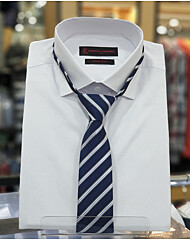 네이비 화이트 두줄사선 자동넥타이  YZ0Z19-004