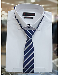 네이비 화이트 이중사선 자동넥타이  YZ0Z19-012