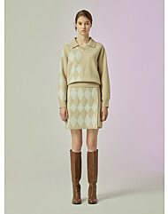 CC collect.  (SET-UP) 아가일 랩 미니 니트 스커트_C234KSD051