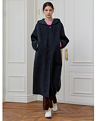 CC collect.  잔체크 후드 롱코트_C234MSG756