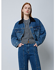 CC collect.  코듀로이 카라 배색 데님 자켓_C243PSF404