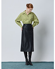 CC collect.  페이크 레더 H라인 스커트_C244MSD036