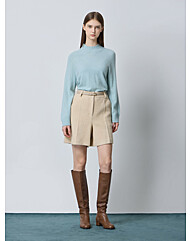 CC collect.  벨티드 울 블렌드 부클 쇼츠_C244MSA051