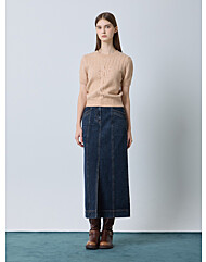 CC collect.  슬릿 롱 데님 스커트_C244PSD431