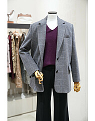 [더아이잗컬렉션] 울 캐시미어 체크 하프 코트 (CRBA0CTK21)