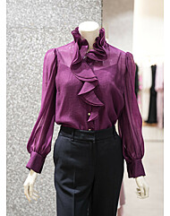 [지고트] 하이넥 프릴 쉬폰 블라우스 (JR9-A0-BL643)