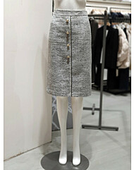 브레이드 버튼 장식 트위드 스커트   KWSKOC4200