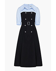 린 퍼프소매 배색원피스 LCOPOF0600