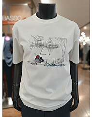바쏘옴므 22년 화이트 자수 아트웍 프린팅 루즈핏 반팔 티셔츠 W2(KR54)AWH