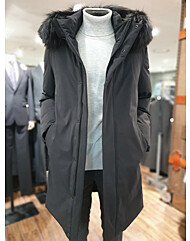 [바쏘옴므] F/W 24년 네이비 폭스퍼후드 프리미엄 시베리아구스 다운점퍼