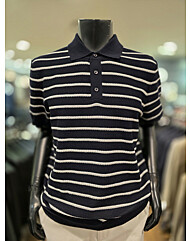 [바쏘옴므] Z2WT43A 25년S/S 다크네이비 단가라 피케티셔츠 스타일 베이직 니트