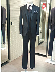 BON 24SS 블랙 POTNZA  솔리드 울 혼방 스트레치 슬림정장BN4SJA000BK