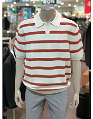 BON 25SS 화이트 아일렛 스트라이프 카라 캐주얼 니트 BNEMSW875WH