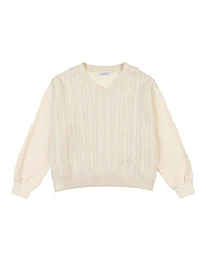 앞판 니트 배색 브이넥 맨투맨 CIA-TS502W1