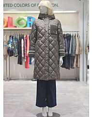 베네통 다이아 퀼팅 후드 롱 구스 패딩 점퍼 BAPDA3561