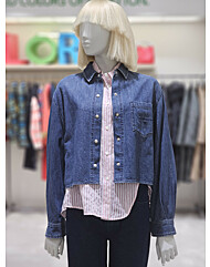 시슬리 포켓 자수 루즈핏 크롭 테님 블라우스 SAWSA2541