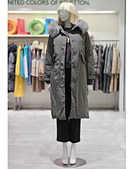 베네통 브론즈 폭스 퍼 구스 롱 패딩 BAPD55461