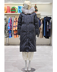 시슬리 폭스퍼 후드 허리스트링 덕다운 롱패딩 SAPDD2561