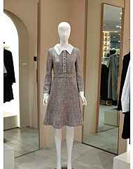 배색 카라 트위드 원피스(GJ9M0OPW2)