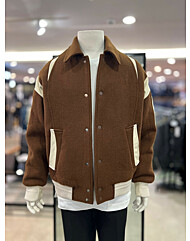 리버클래시 브라운 라인 배색 바시티 오버핏 점퍼 LJW22224