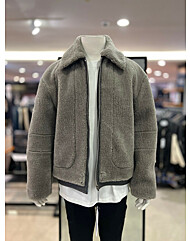 리버클래시 그레이 카라넥 탈부착 래더 배색 오버핏 점퍼 LJW22225