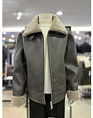 리버클래시 브라운 램 텍스쳐 오버핏 무스탕 LLW25654