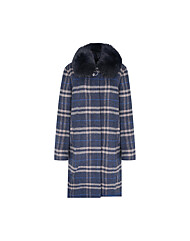 크로커다일 레이디 폭스퍼 카라 체크 알파카 코트CLDWCT110